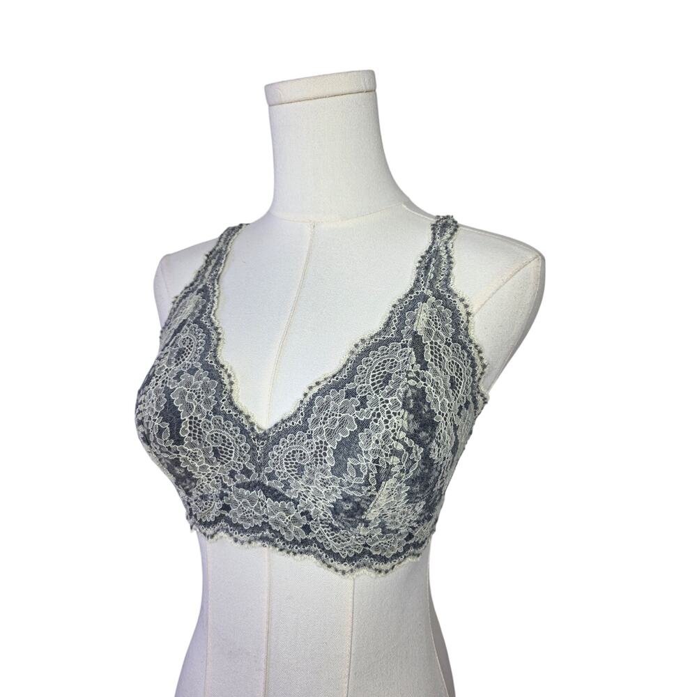 FELINA Gray-Cream Floral Lace Bralette